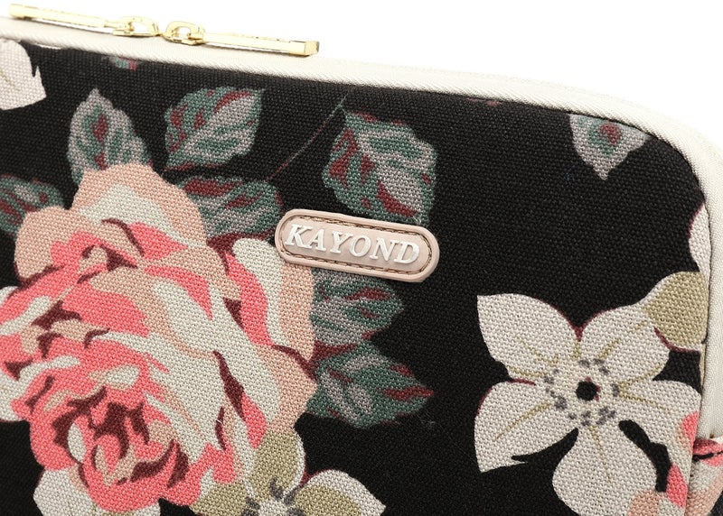 KAYOND Black Rose Patten Canvas Water-Resistant 14.1 Inch Laptop Sleeve - Image 5